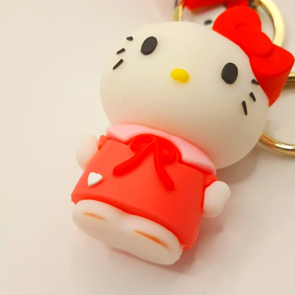 Kawaii Hello Kitty 3D Keychain Bag Charm PendantKeyring Lanyard Car Jewelry 3Pcs